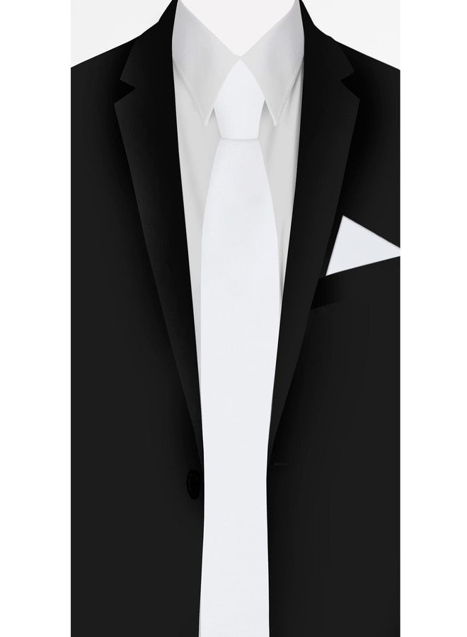 Jacob Alexander Men's Pocket Square Solid Color Handkerchief - White - Image 4